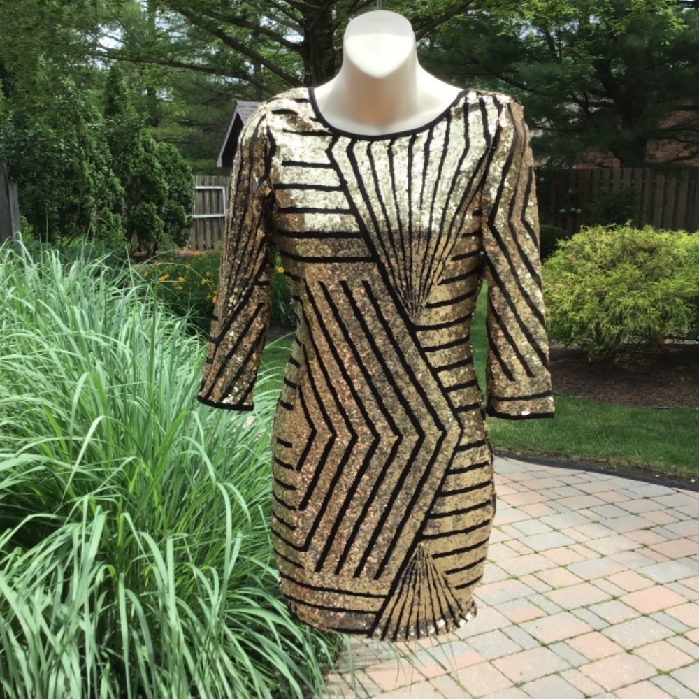 Sequin Black and Gold Dress